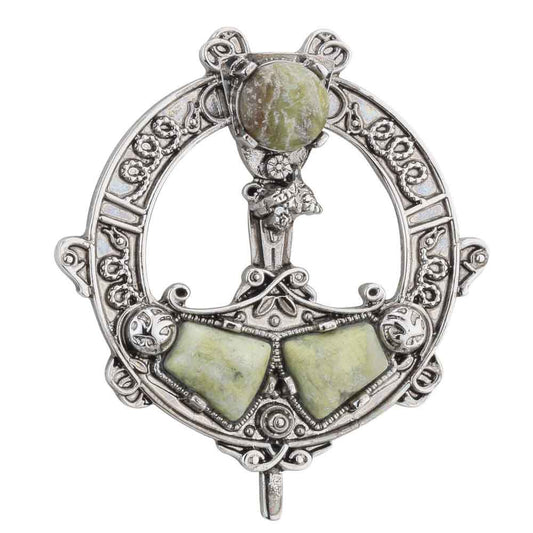 Irish Brooch -  Connemara Marble Tara Brooch