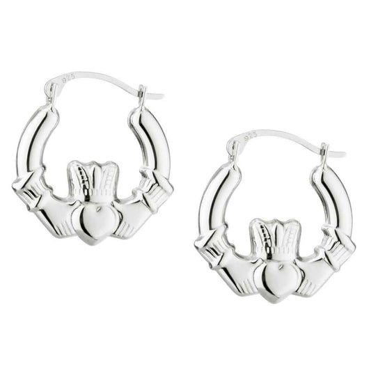 Sterling Silver Claddagh Hoop Earrings