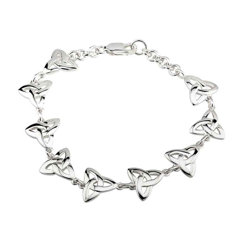 celtic bracelet - silver 9 link trinity knot bracelet
