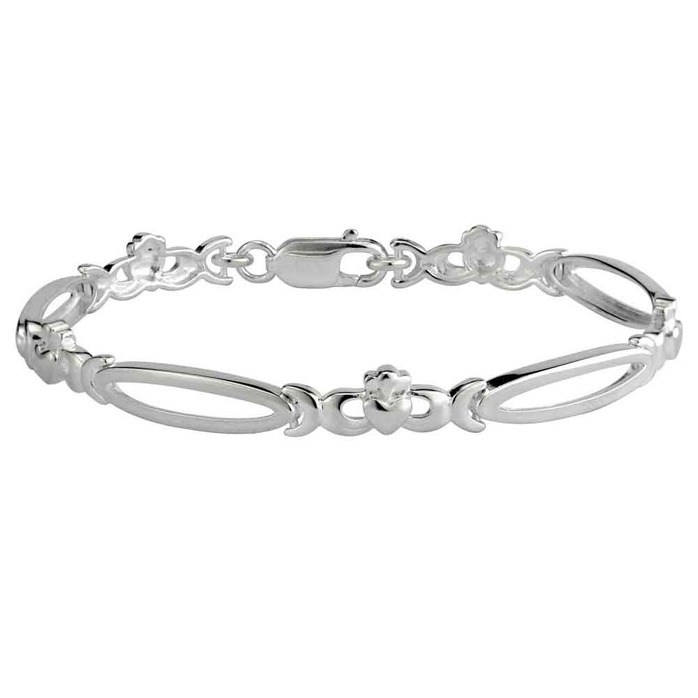 irish bracelet - sterling silver claddagh link bracelet
