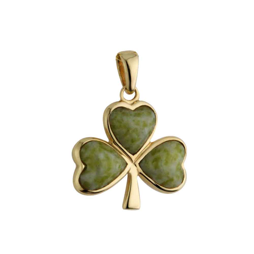 irish charm - 14k gold and connemara marble shamrock charm