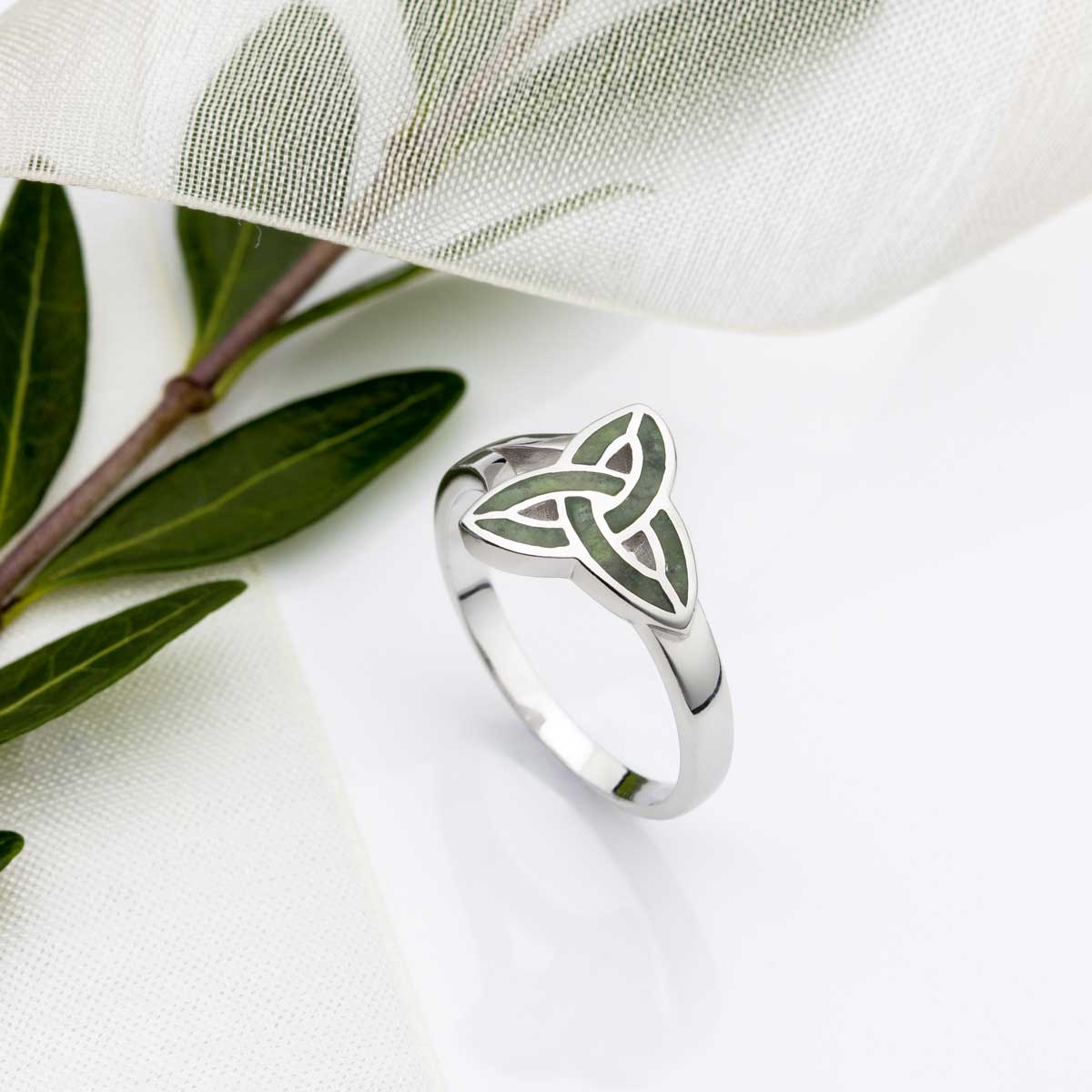 irish ring | connemara marble sterling silver trinity knot ring