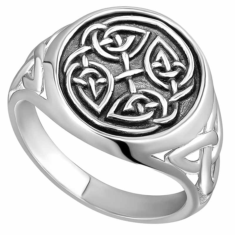 irish ring | sterling silver oxidized mens celtic knot signet ring