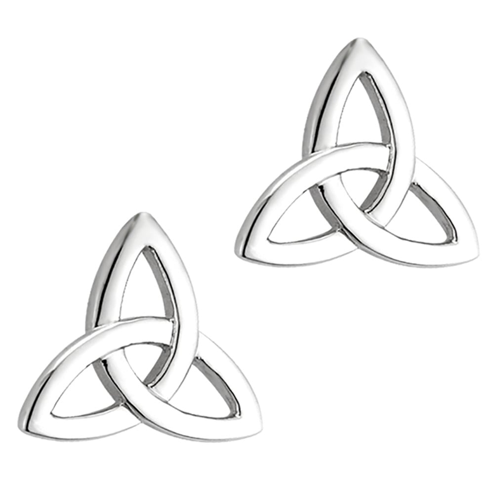 irish earrings | 14k white gold celtic trinity knot stud earrings