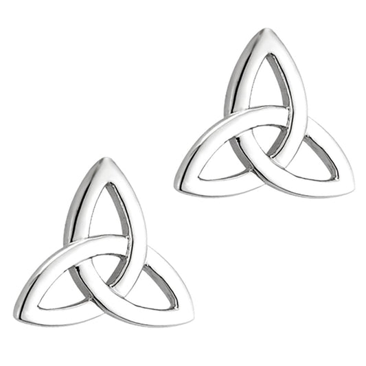 Irish Earrings | 14k White Gold Celtic Trinity Knot Stud Earrings