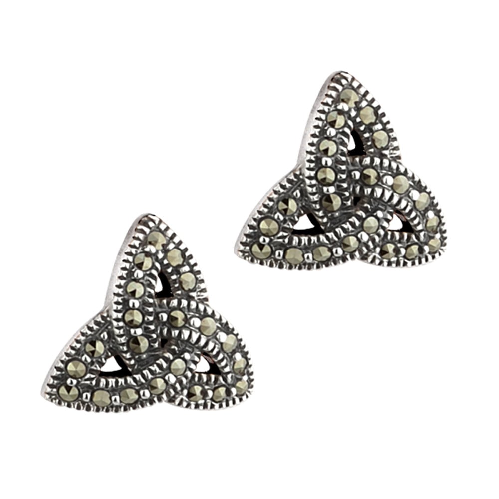 irish earrings | sterling silver marcasite celtic trinity knot earrings