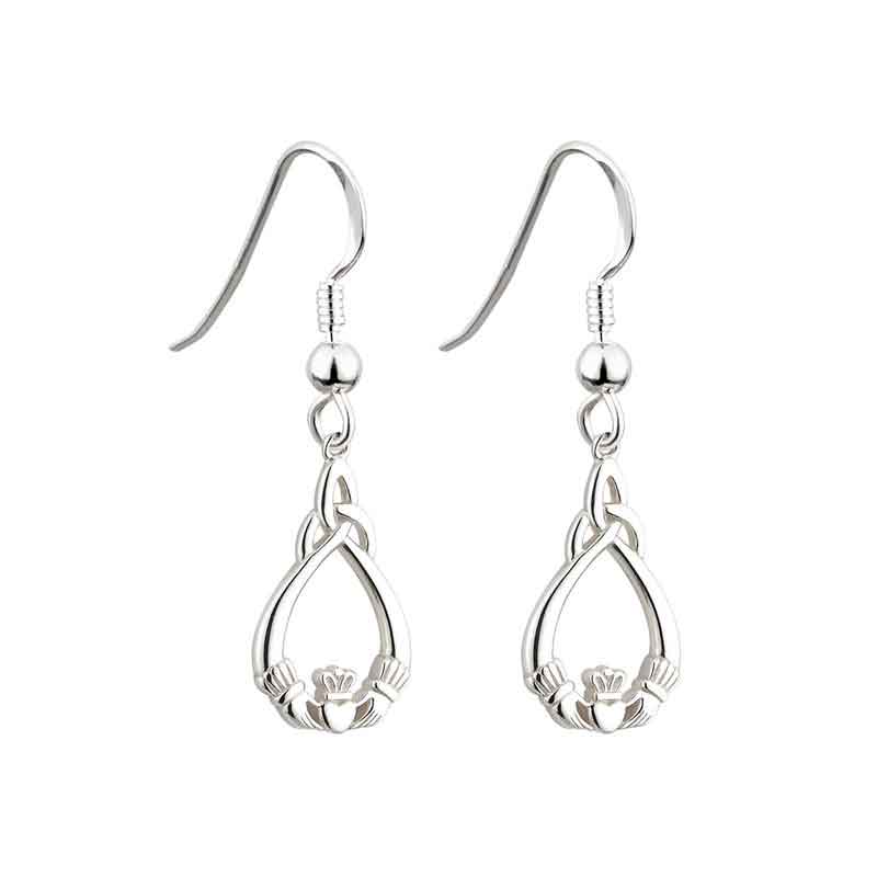 celtic earrings - sterling silver claddagh trinity knot earrings