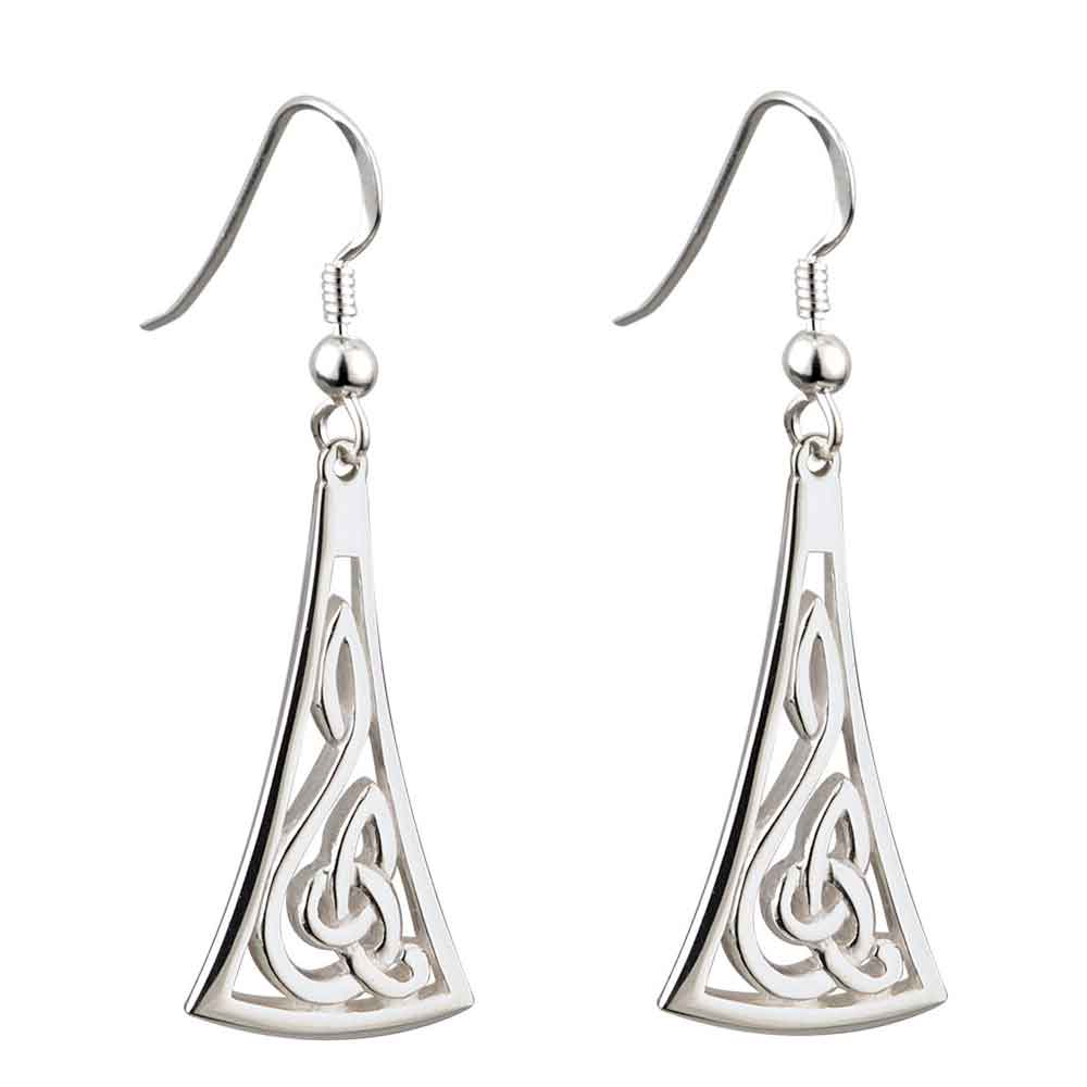celtic earrings - sterling silver long celtic earrings