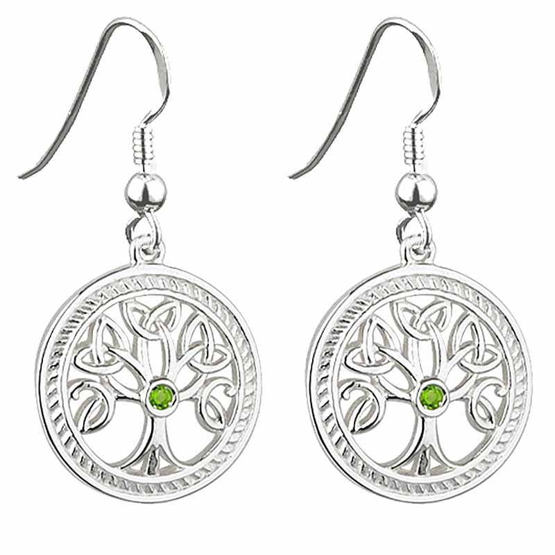 irish earrings | sterling silver crystal celtic tree of life earrings