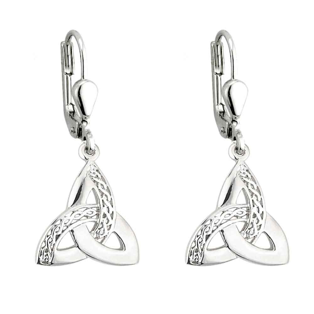 celtic earrings - sterling silver celtic weave trinity knot earrings