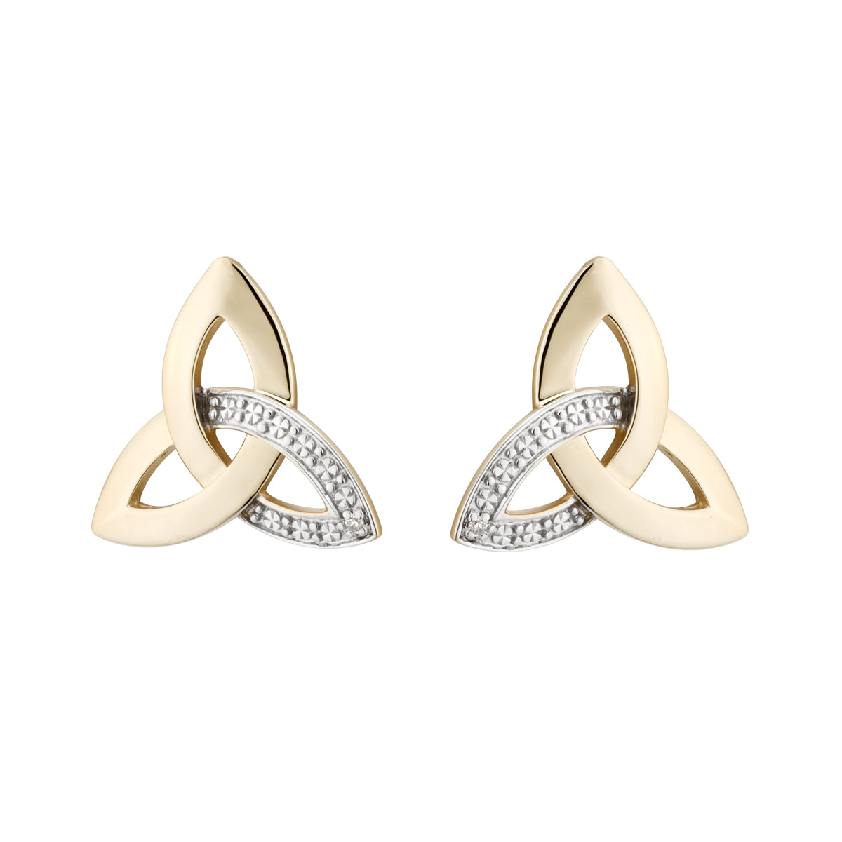 irish earrings | 14k yellow gold stud trinity knot diamond earrings