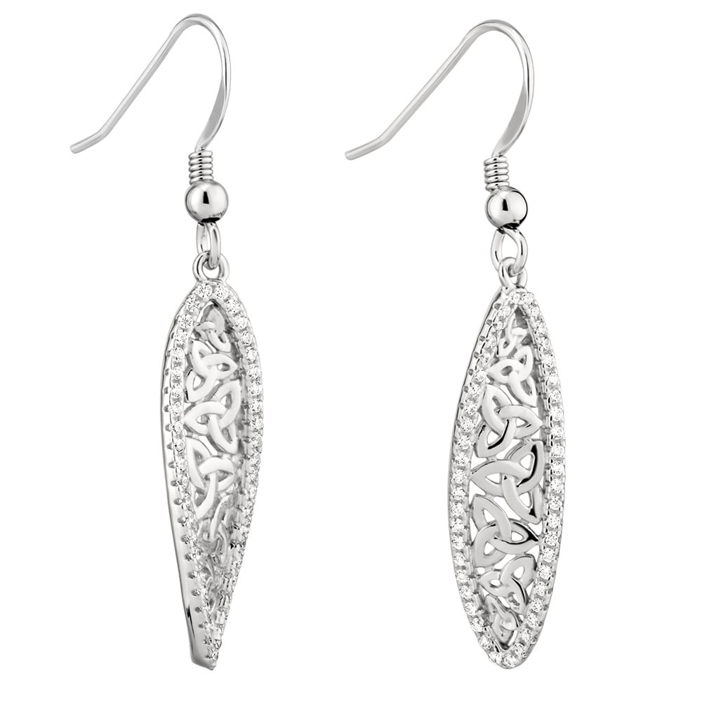 irish earrings | sterling silver trinity knot twist crystal celtic earrings