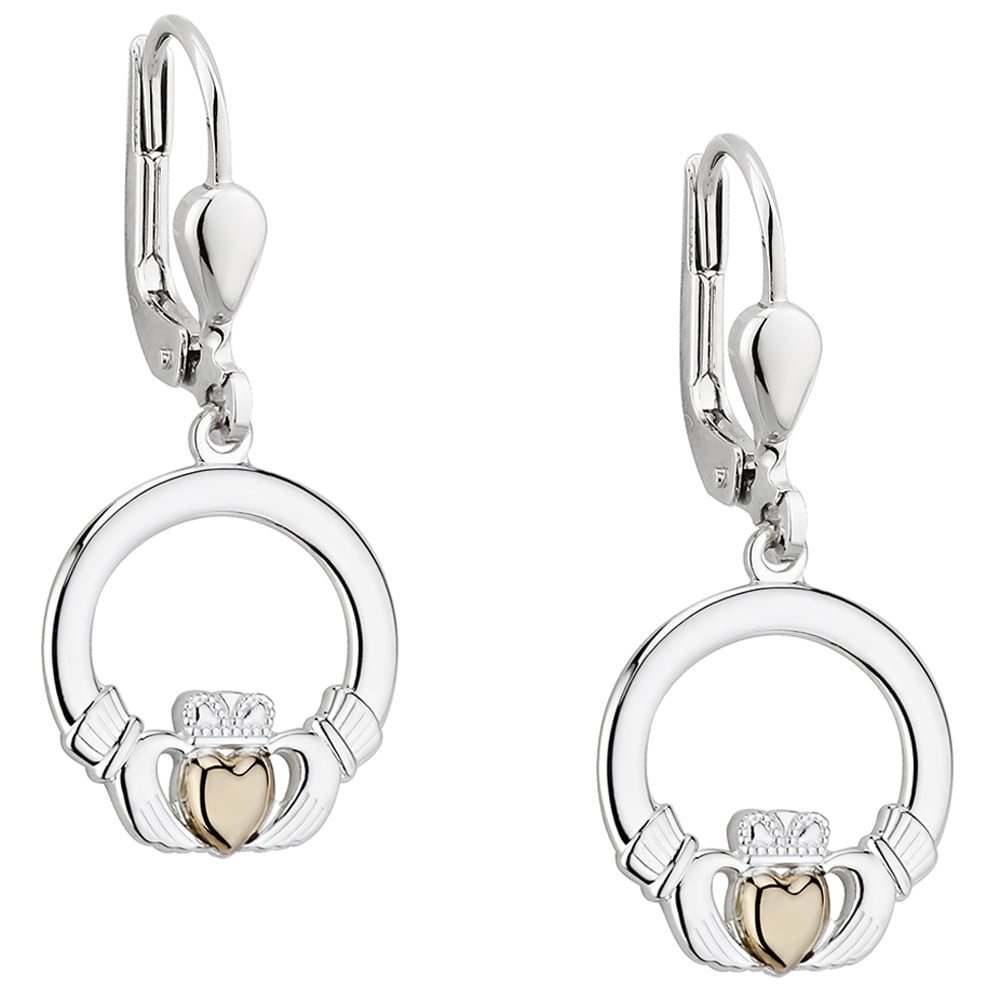irish earrings | 10k gold heart sterling silver claddagh earrings