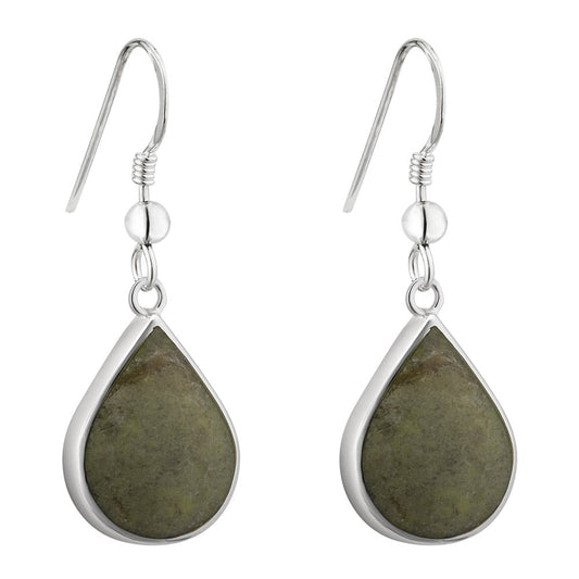 Irish Earrings | Sterling Silver Connemara Marble Teardrop Earrings