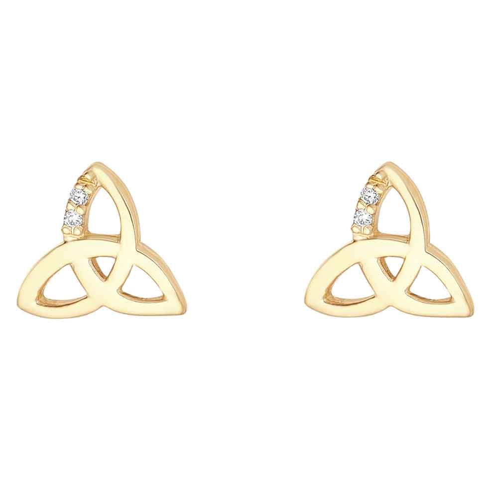irish earrings | 10k gold crystal trinity knot stud earrings