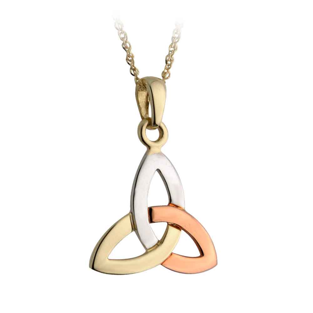 celtic pendant - 14k gold multi color trinity knot pendant with chain