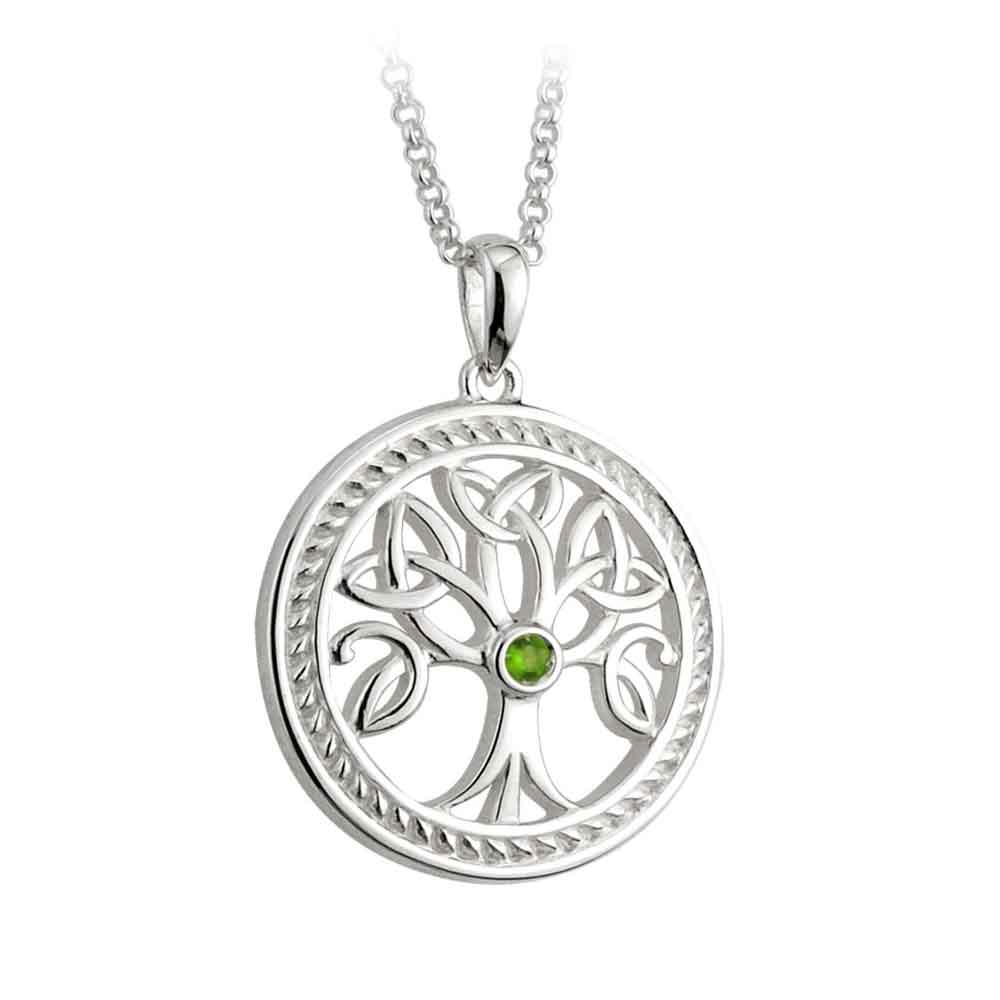 celtic pendant - sterling silver tree of life trinity knot pendant with chain