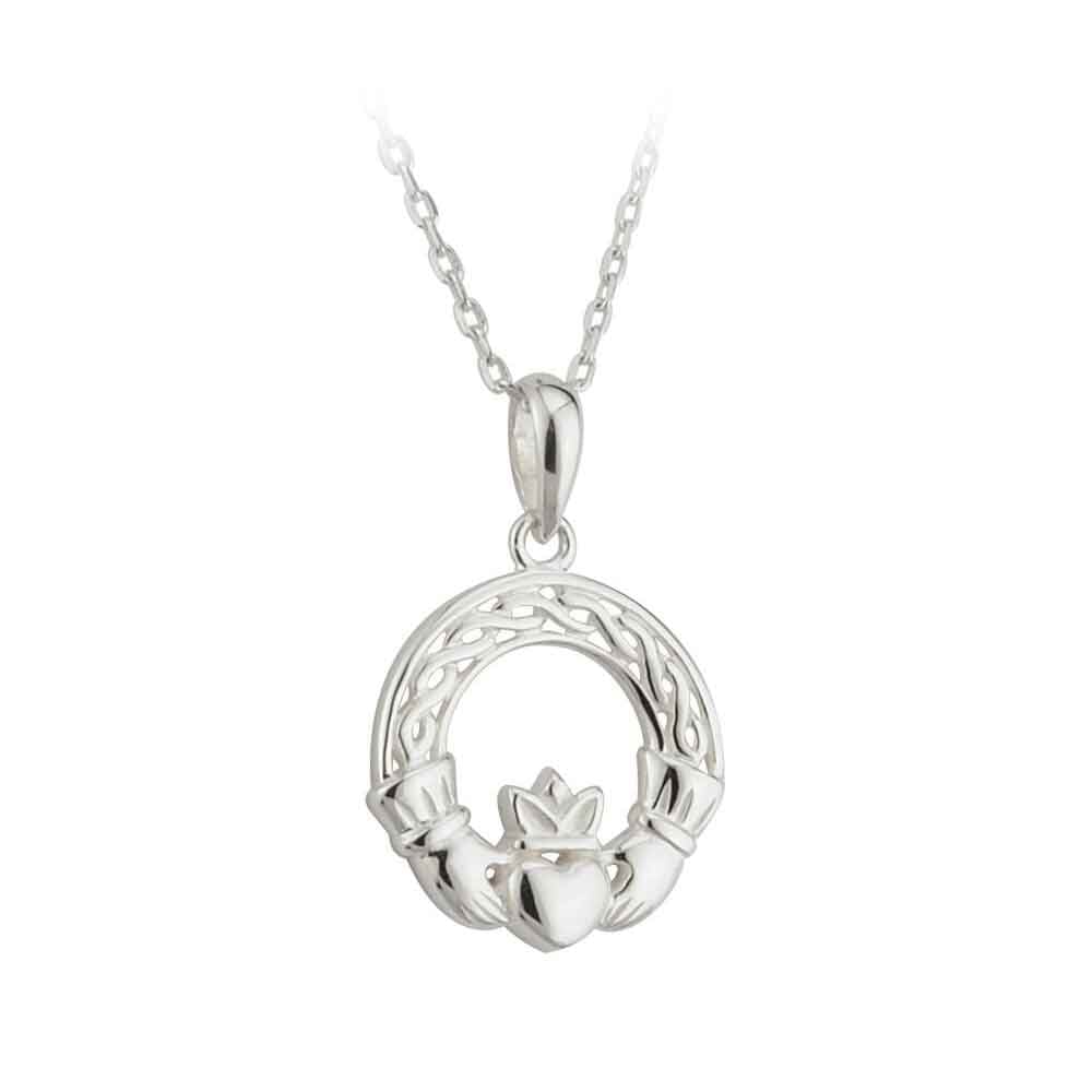 celtic pendant - sterling silver celtic claddagh pendant with chain