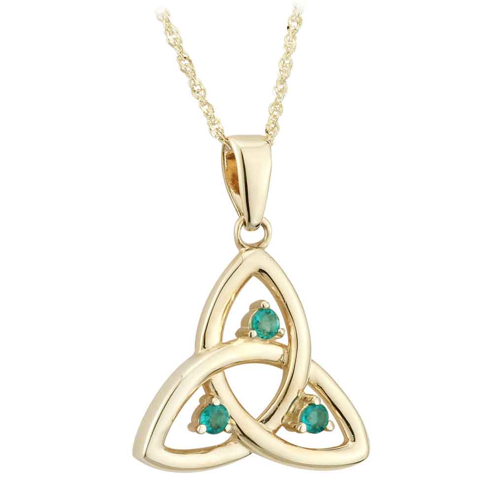 celtic necklace - 10k gold emerald trinity pendant