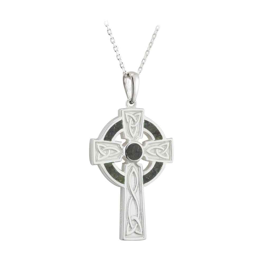 irish necklace - sterling silver small marble cross pendant