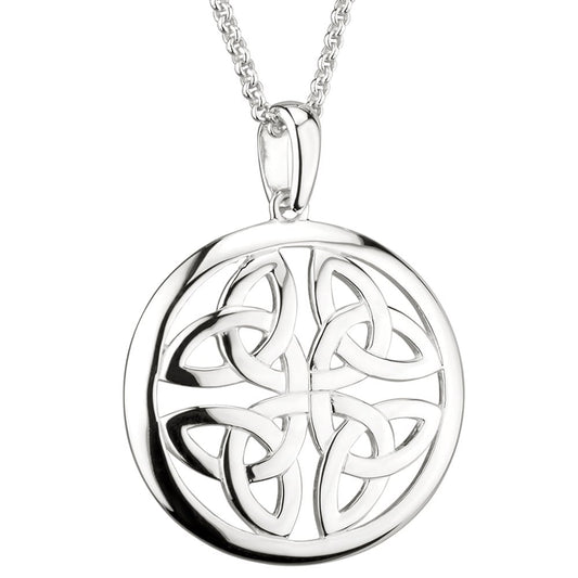Irish Necklace | Sterling Silver Trinity Knot Circle Celtic Pendant
