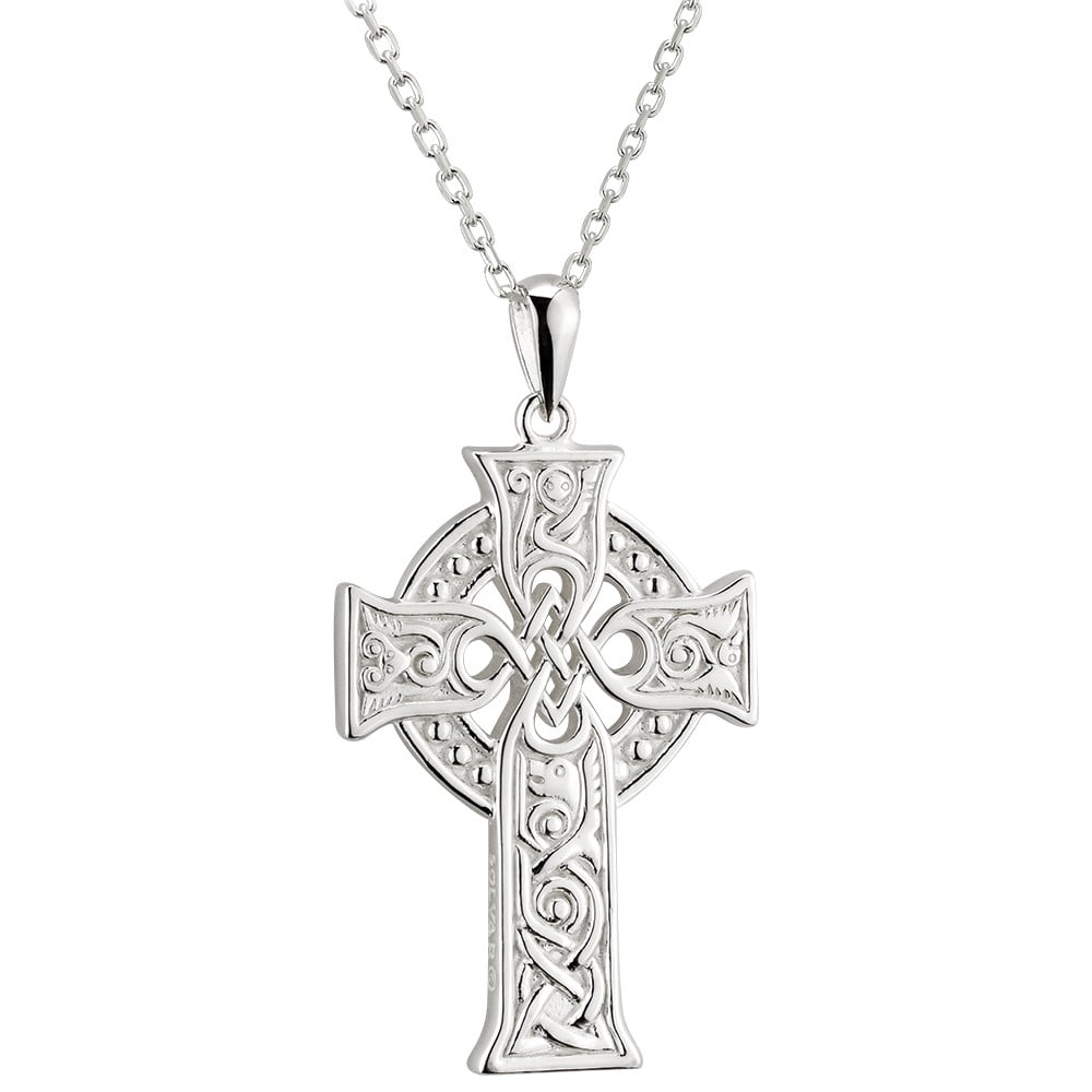 irish necklace | large sterling silver book of kells apostles celtic cross pendant