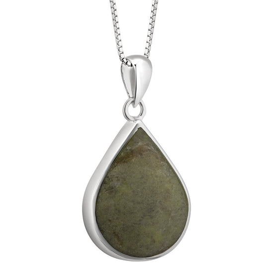 Irish Necklace | Sterling Silver Connemara Marble Teardrop Pendant