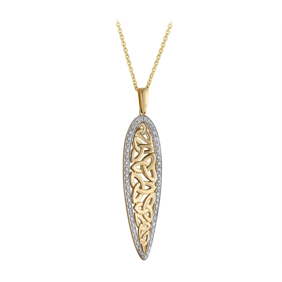irish necklace | 14k gold diamond celtic trinity knot twist pendant