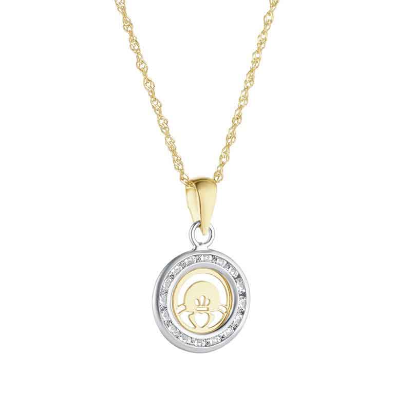 irish necklace | 10k gold small circle claddagh pendant