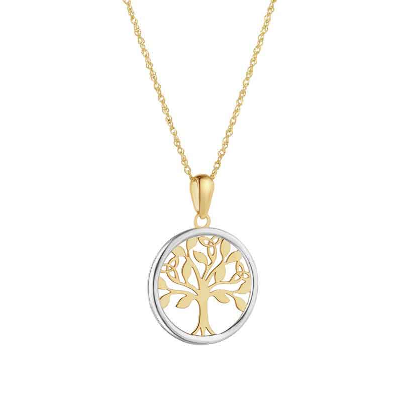 irish necklace | 10k gold small circle celtic tree of life pendant