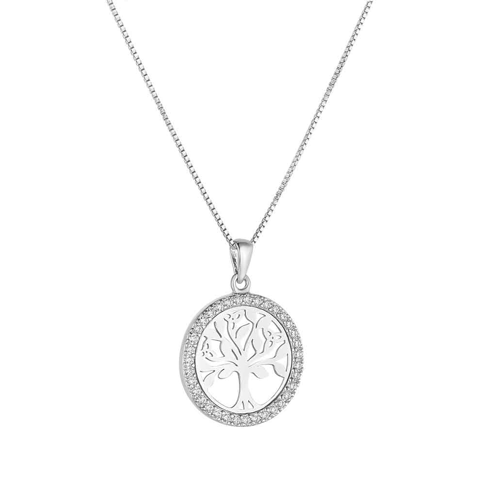 irish necklace | sterling silver crystal celtic tree of life circle pendant