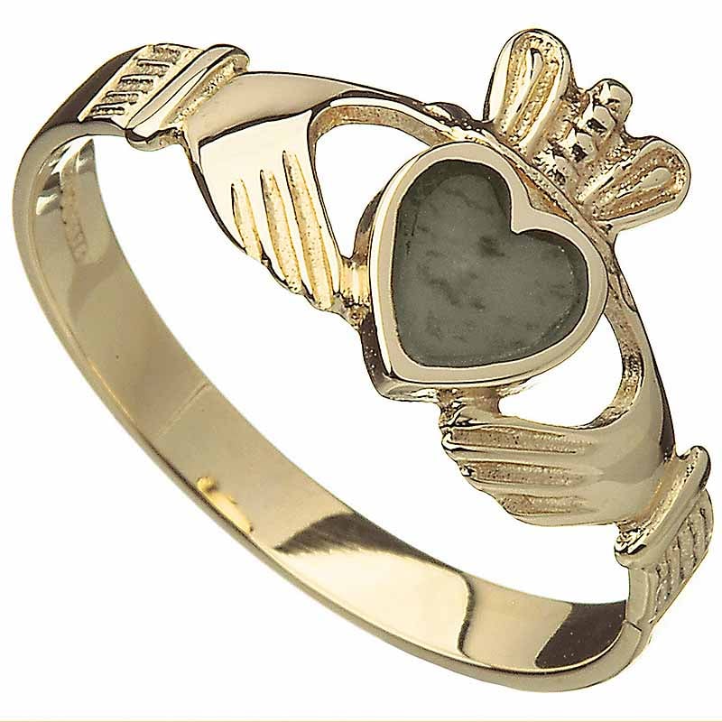 claddagh ring - 10k gold connemara marble ladies irish ring