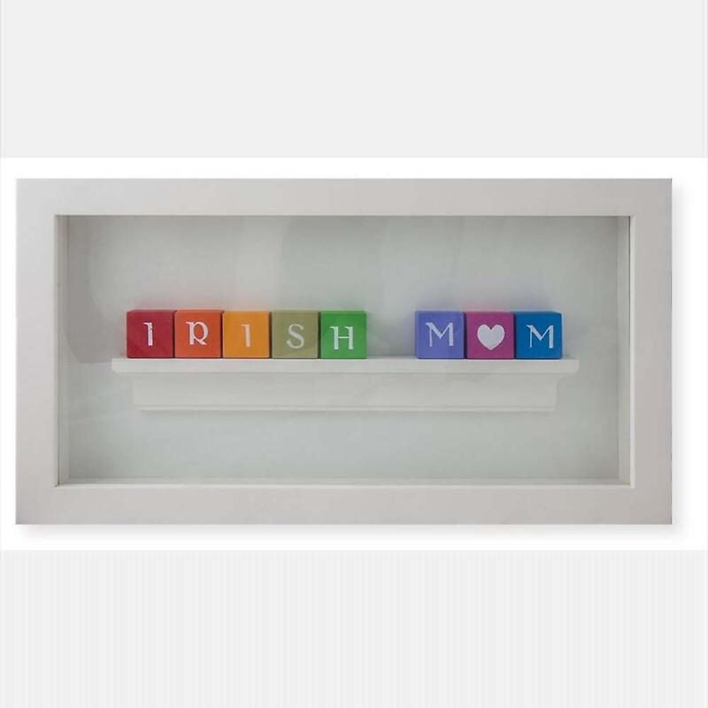 irish mom framed hand crafted 'alphabet' wall plaque