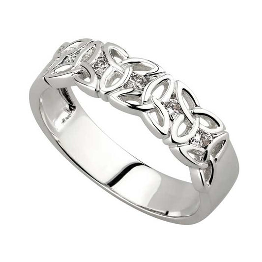 Trinity Knot Ring - Ladies 14k White Gold and Diamond Trinity Knot