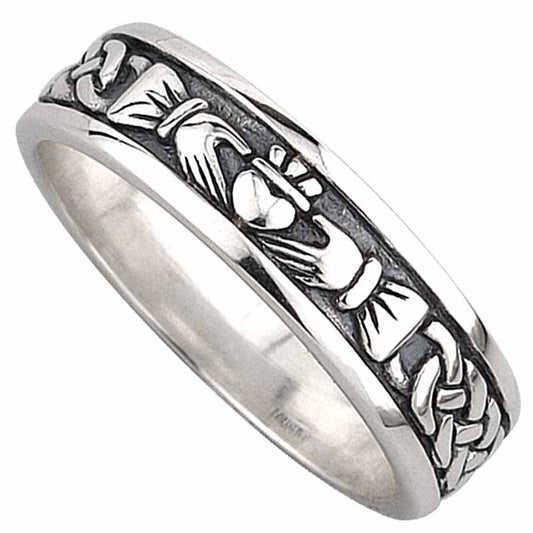 Claddagh Ring - Ladies Sterling Silver Celtic Claddagh Wedding Band