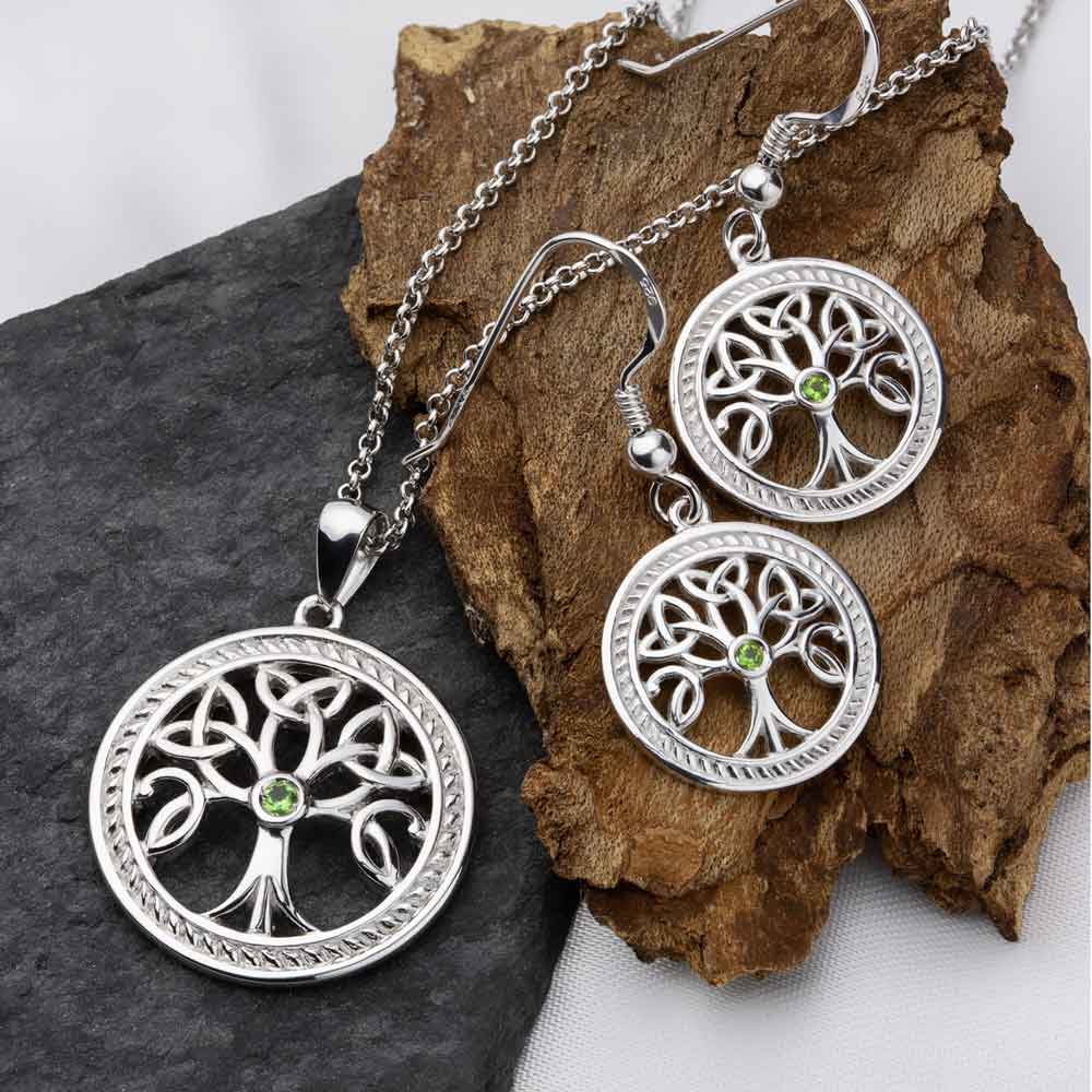 celtic pendant - sterling silver tree of life trinity knot pendant with chain