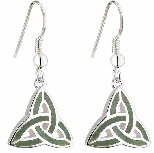 Celtic Earrings - Connemara Marble Trinity Knot Earrings
