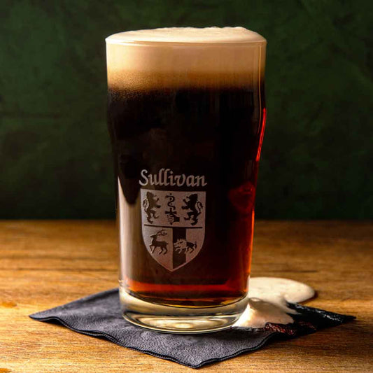 Personalized Irish Coat of Arms Pub Glasses - Set of 4