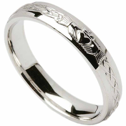 Irish Wedding Ring - Celtic Knot Claddagh Mens Wedding Band