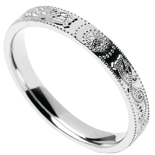 Celtic Ring - Narrow Celtic Warrior Shield Wedding Ring