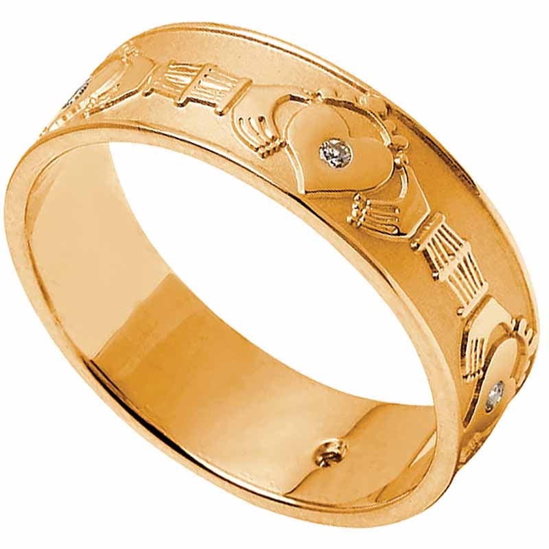 claddagh ring - ladies diamond set claddagh wedding band