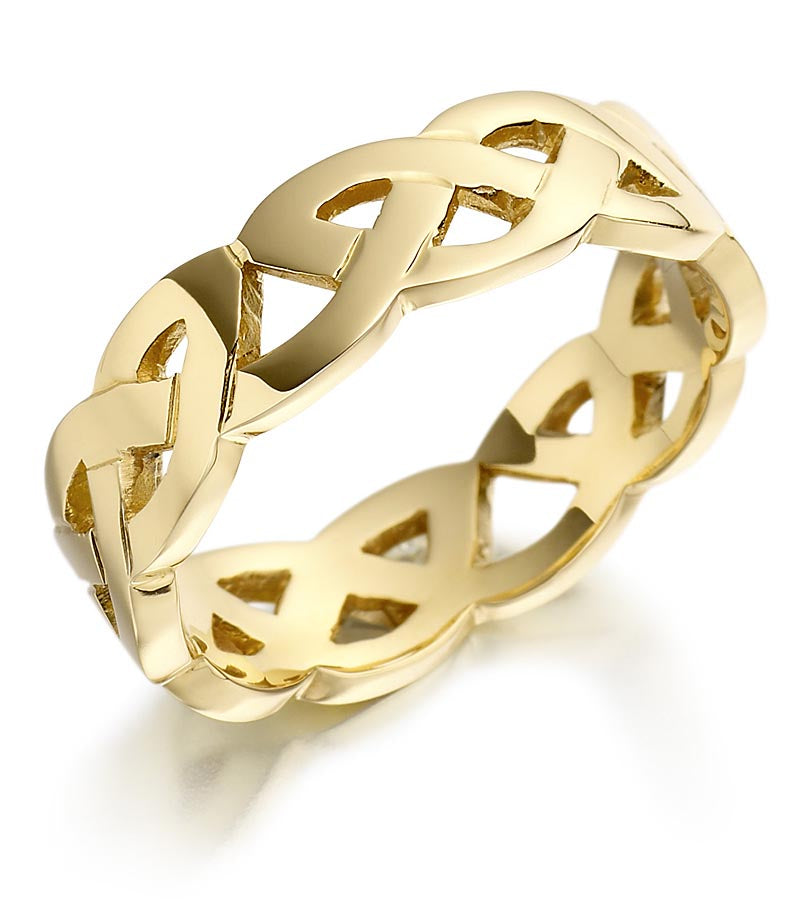 Irish Wedding Ring Mens Gold Celtic Trinity Knot Wedding Band at