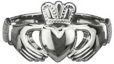 Product image for Claddagh Ring - Men's 14k White Gold Puffed Heart Extra Heavy Claddagh