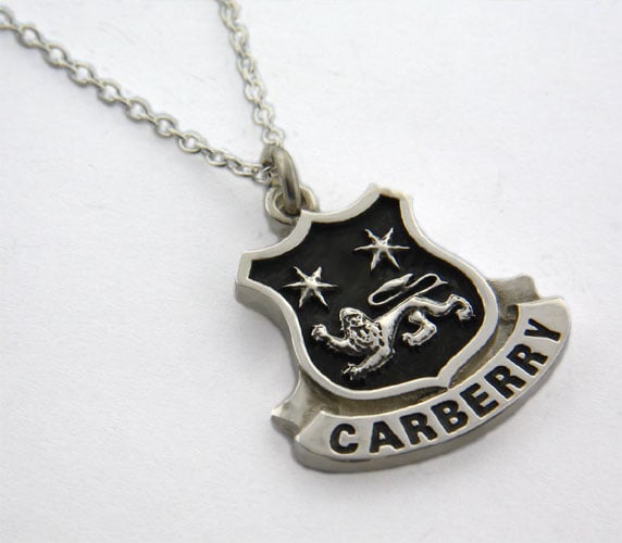 Product image for Irish Necklace - Sterling Silver Personalized Coat of Arms Shield Pendant