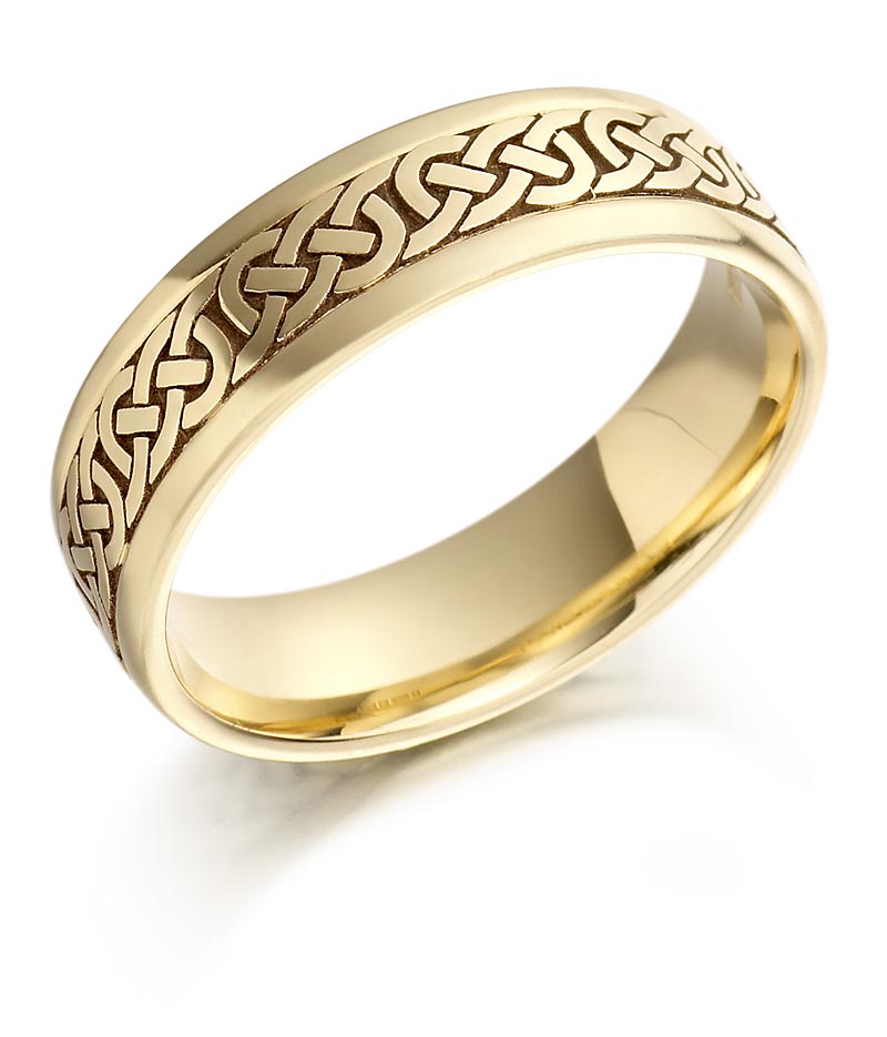 Irish Wedding Ring Mens Gold Celtic Knots Wedding Band