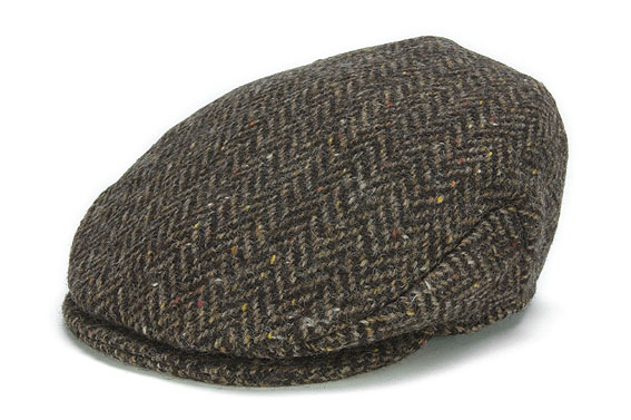 Product image for Vintage Irish Donegal Tweed Cap Brown Herringbone - Clearance