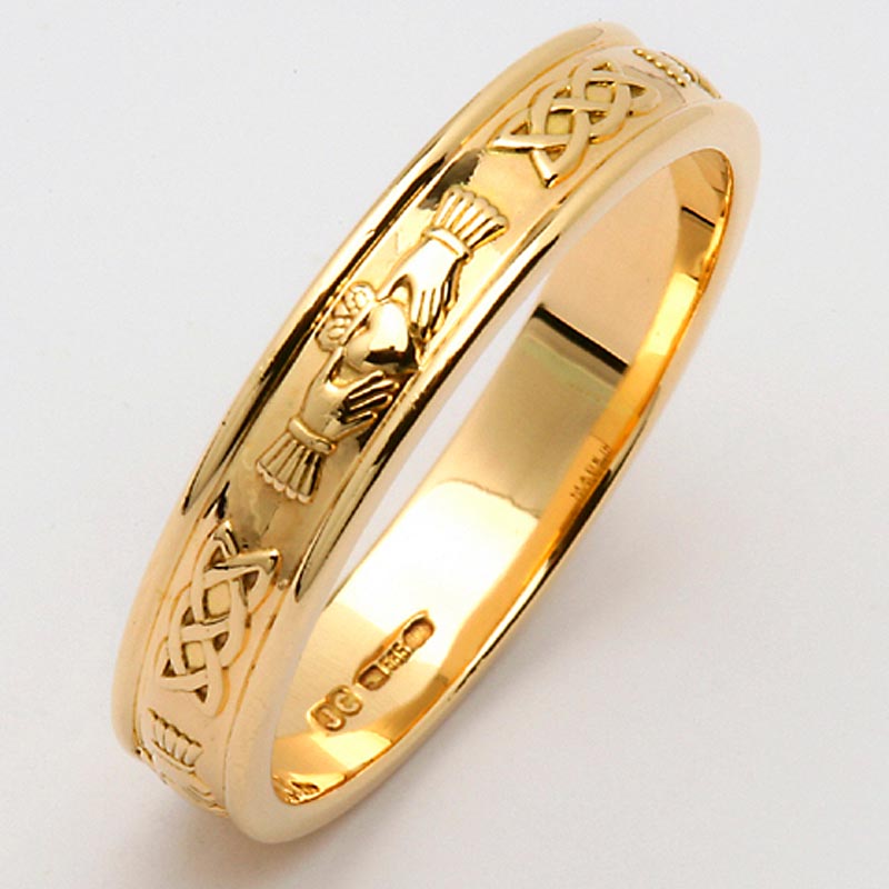 Irish Wedding Ring Men's Narrow Sterling Silver Corrib