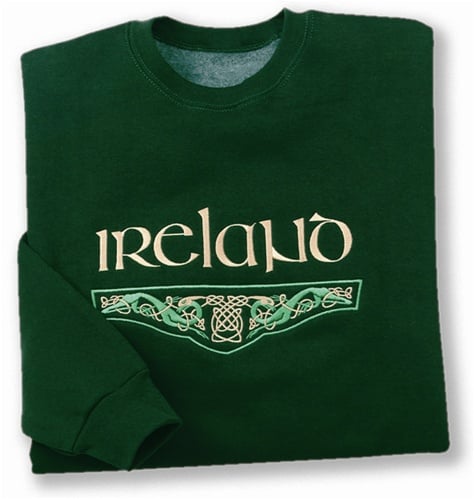 Product image for Ireland Celtic Knot Embroidered Sweatshirt - Forest Green