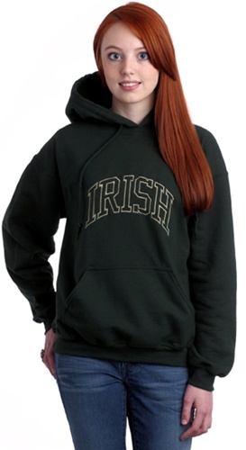 Product image for Irish Embroidered Hooded Sweatshirt - Forest Green