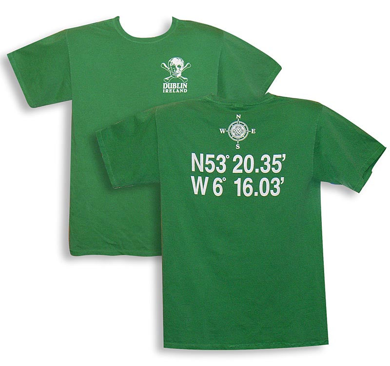 Irish TShirt Dublin, Ireland with Coordinates at